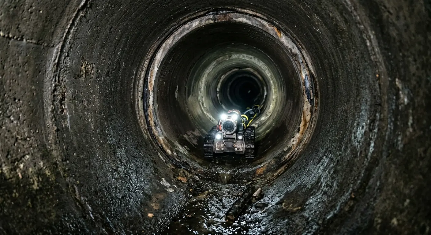 Robotic sewer camera inspecting pipe interior for Drain Snake Service in Kilgore